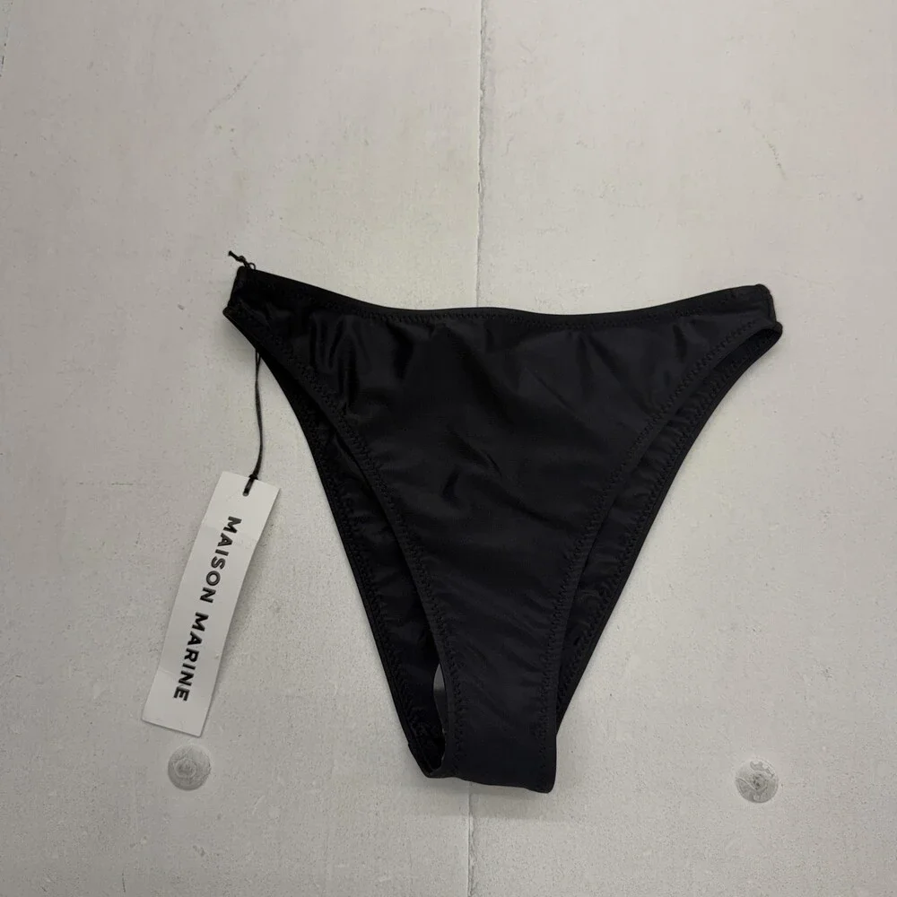 Maison Marine Swim Bottom Womens S Black Bikini High Leg Lined Stretch Quick Dry